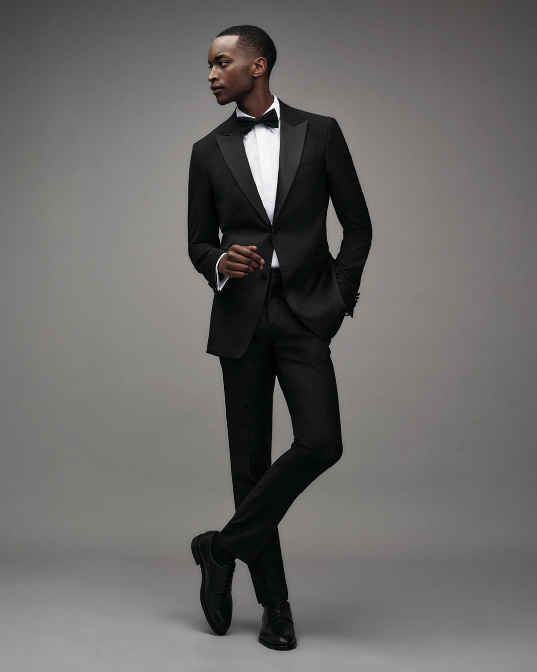 Man in black tuxedo